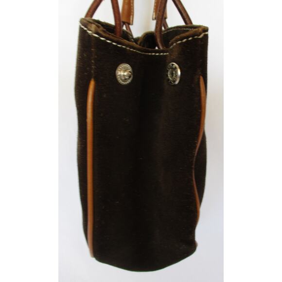 REGAZZE Italy Brown High Quality Genuine Suede Leather Tote Bucket Bag - Picture 6 of 12